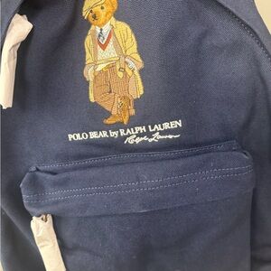 Ralph Lauren Navy Backpack with Polo Bear Embroidery